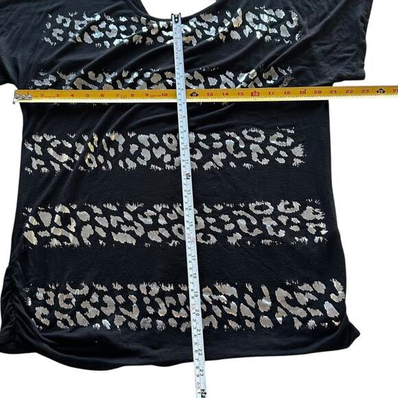 Womens Shirt Size 2X Black Metallic Futuristic Y3K Whimsigoth Animal Print Sleek - Picture 2 of 8